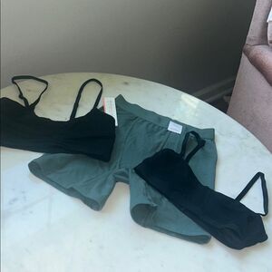 NEW Colsie Black and Green cotton intimate bundle XS